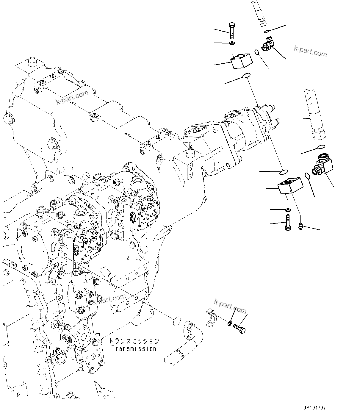Komatsu parts book diagram for GD955-7M0 S/N 31001-UP: TORQUE CONVERTER AND TRANSMISSION, BLOCK PIPING(#30001-)