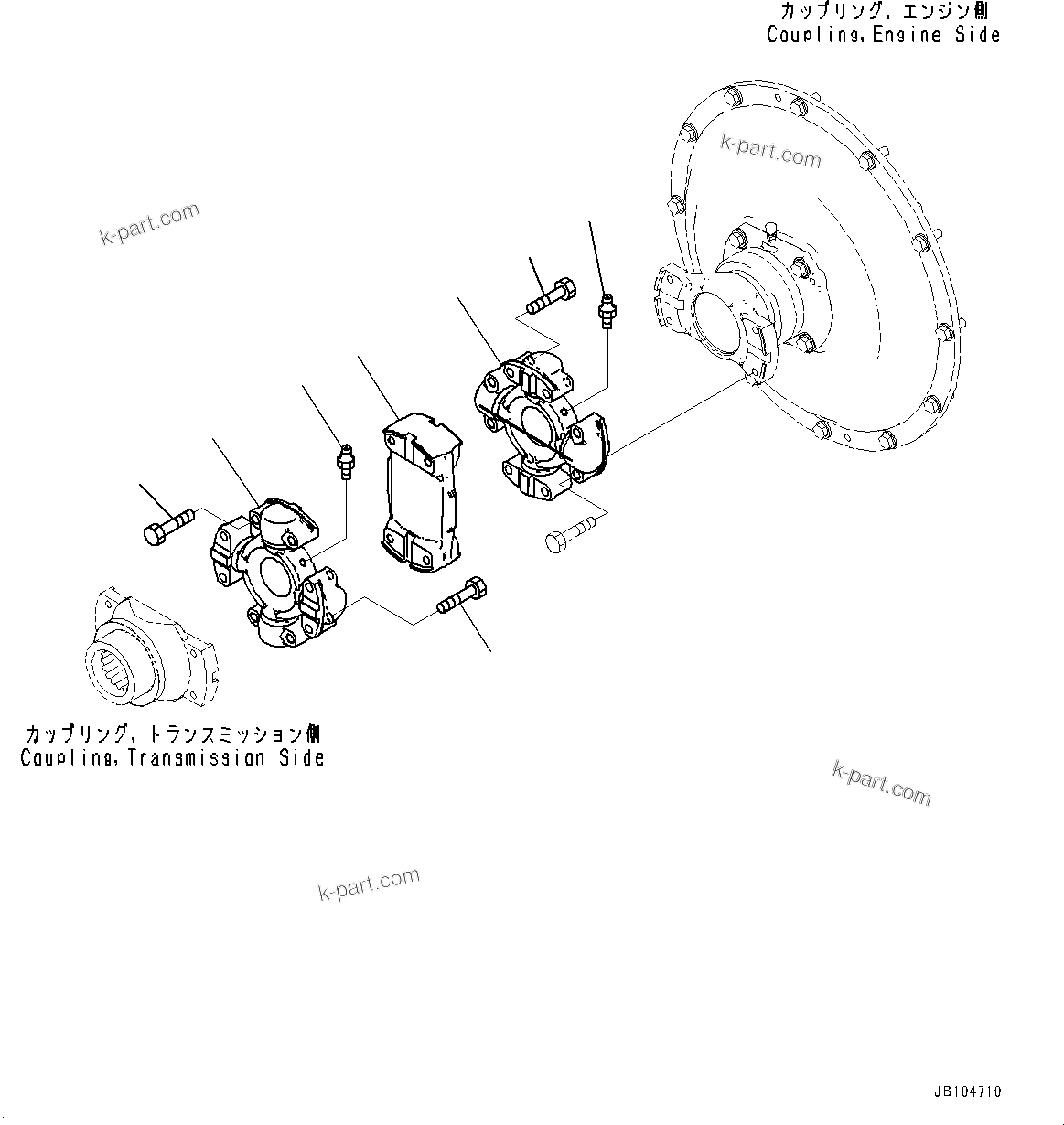 Komatsu parts book diagram for GD955-7M0 S/N 31001-UP: TORQUE CONVERTER AND TRANSMISSION, DRIVE SHAFT (2/2)(#30001-)