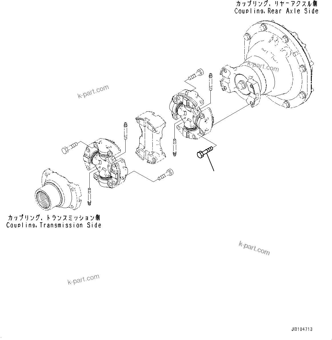 Komatsu parts book diagram for GD955-7M0 S/N 31001-UP: TORQUE CONVERTER AND TRANSMISSION, DRIVE SHAFT MOUNTING (1/2)(#30001-)