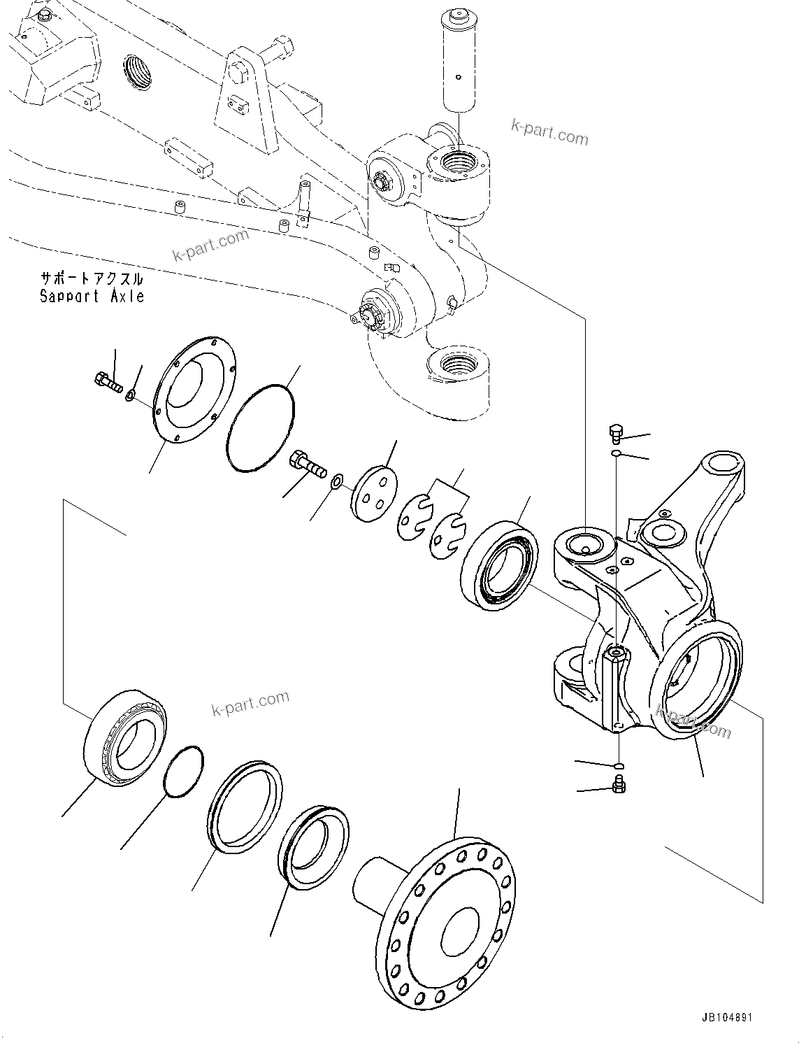 Komatsu parts book diagram for GD955-7M0 S/N 31001-UP: FRONT AXLE, HOUSING (1/2)(#30001-)