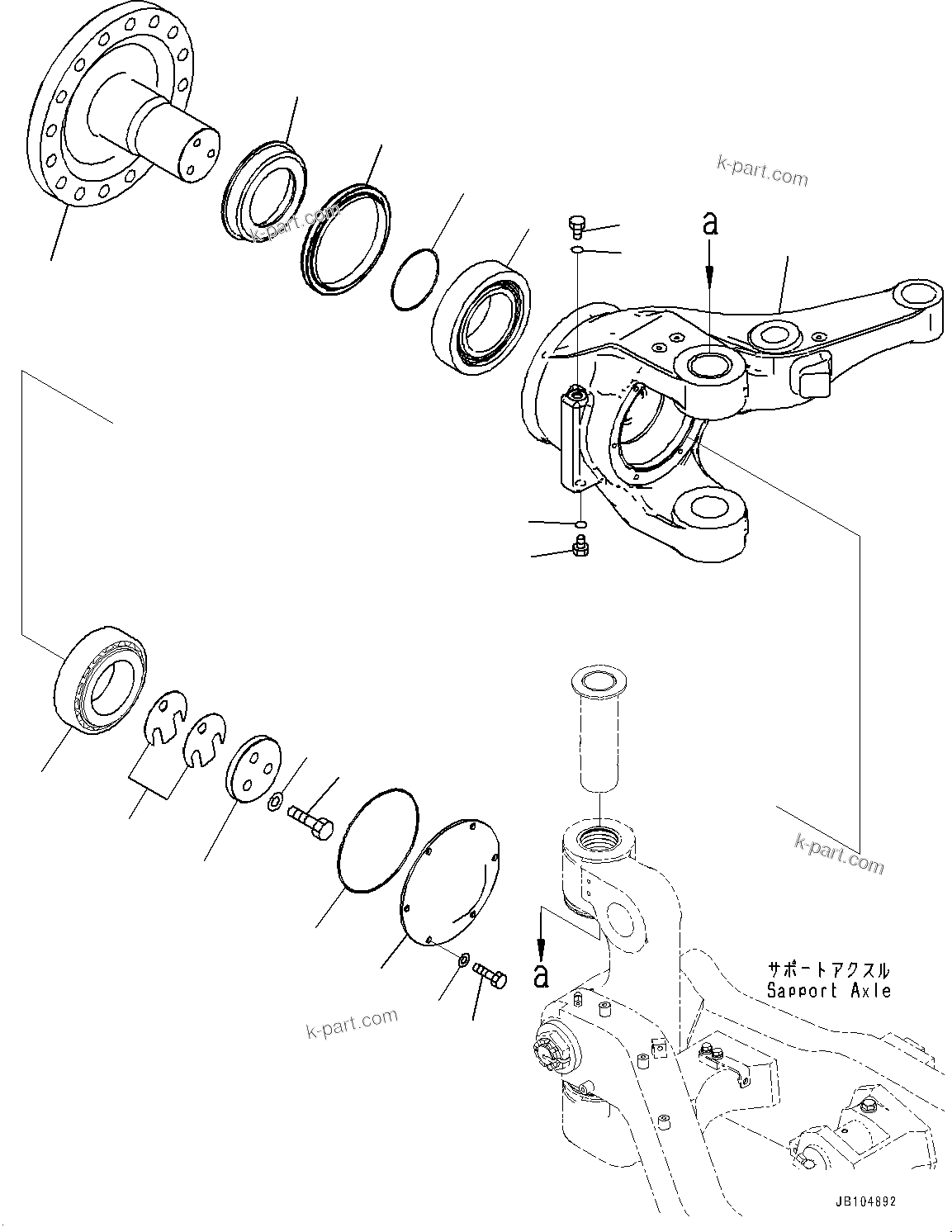 Komatsu parts book diagram for GD955-7M0 S/N 31001-UP: FRONT AXLE, HOUSING (2/2)(#30001-)