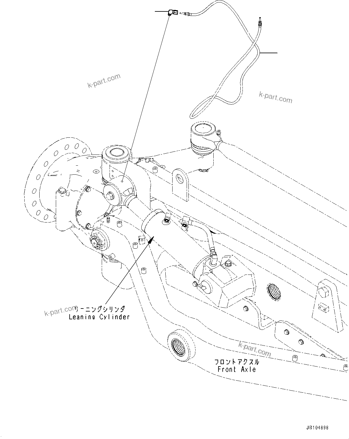 Komatsu parts book diagram for GD955-7M0 S/N 31001-UP: FRONT AXLE, ELBOW(#30001-)