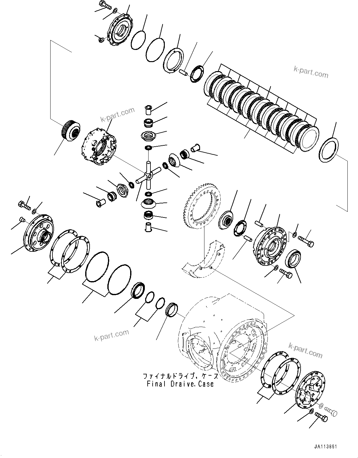 Komatsu parts book diagram for GD955-7M0 S/N 31001-UP: REAR AXLE, FINAL DRIVE, DIFFERENTIAL(#30001-)
