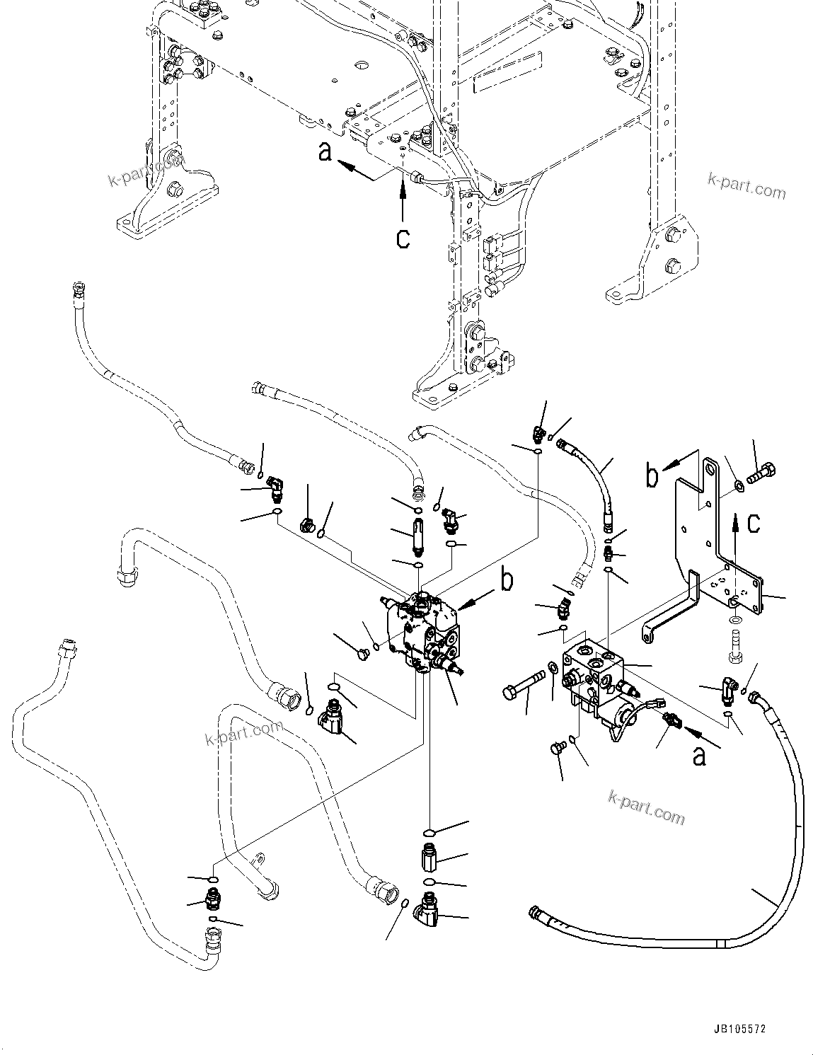 Komatsu parts book diagram for GD955-7M0 S/N 31001-UP: HYDRAULIC TANK RELATED MISCELLANEOUS PARTS, ACCUMULATOR CHARGE VALVE(#30001-)
