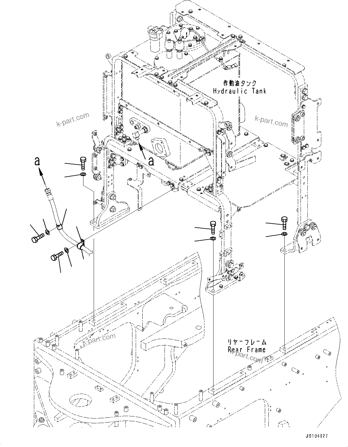 Komatsu parts book diagram for GD955-7M0 S/N 31001-UP: HYDRAULIC TANK RELATED MISCELLANEOUS PARTS, MOUNTING (2/2)(#30001-)