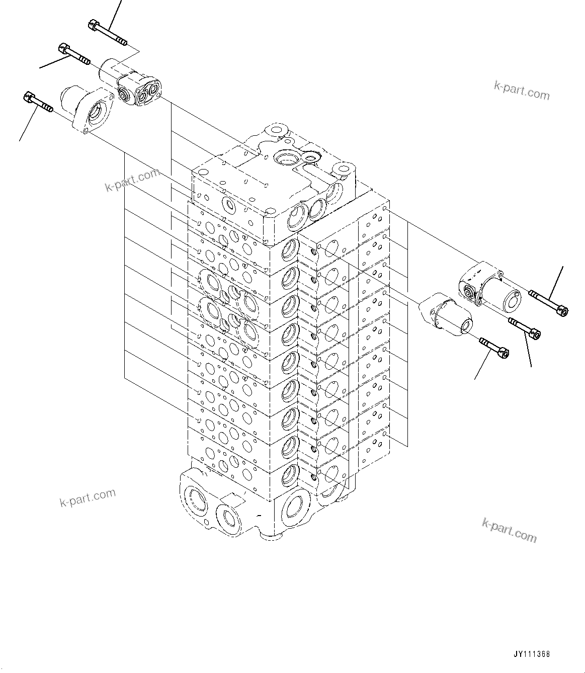 Komatsu parts book diagram for GD955-7M0 S/N 31001-UP: CONTROL VALVE, 9-VALVE (9/25)(#30001-)