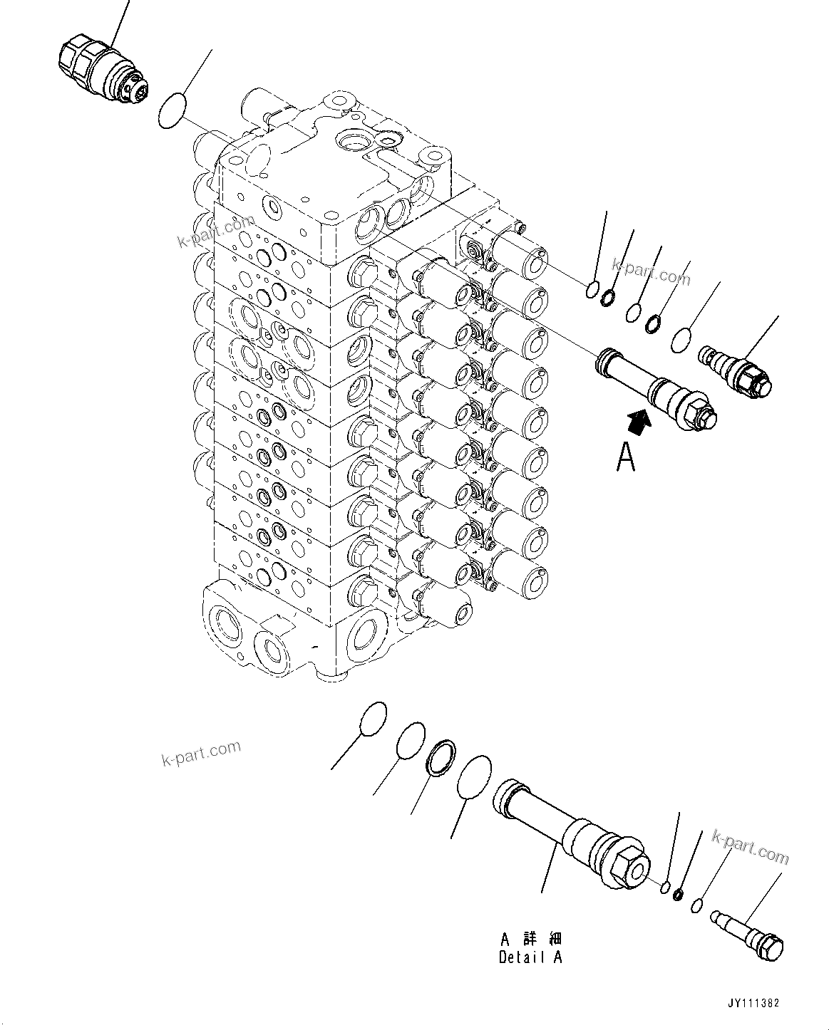 Komatsu parts book diagram for GD955-7M0 S/N 31001-UP: CONTROL VALVE, 9-VALVE (16/25)(#30001-)