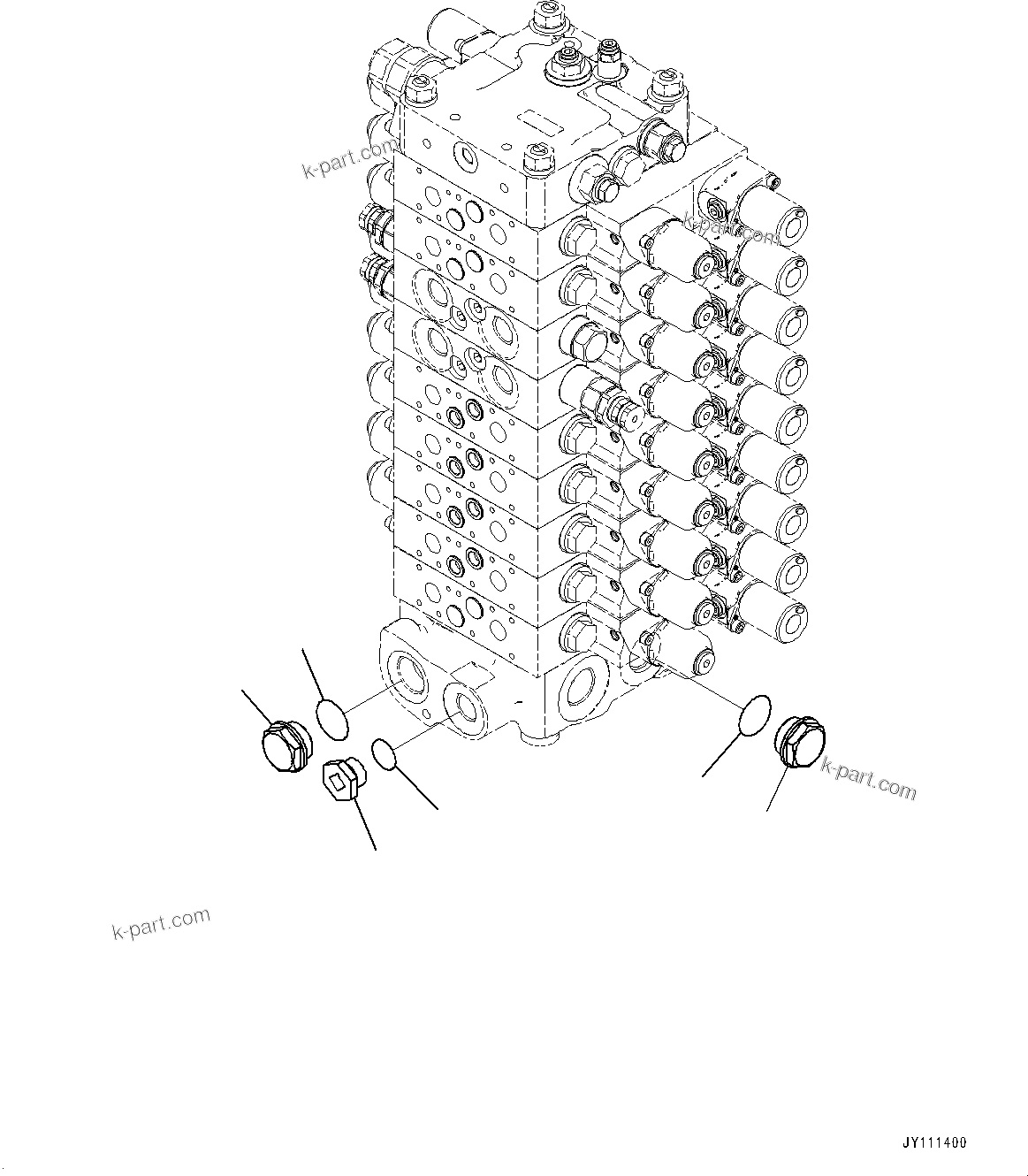 Komatsu parts book diagram for GD955-7M0 S/N 31001-UP: CONTROL VALVE, 9-VALVE (23/25)(#30001-)