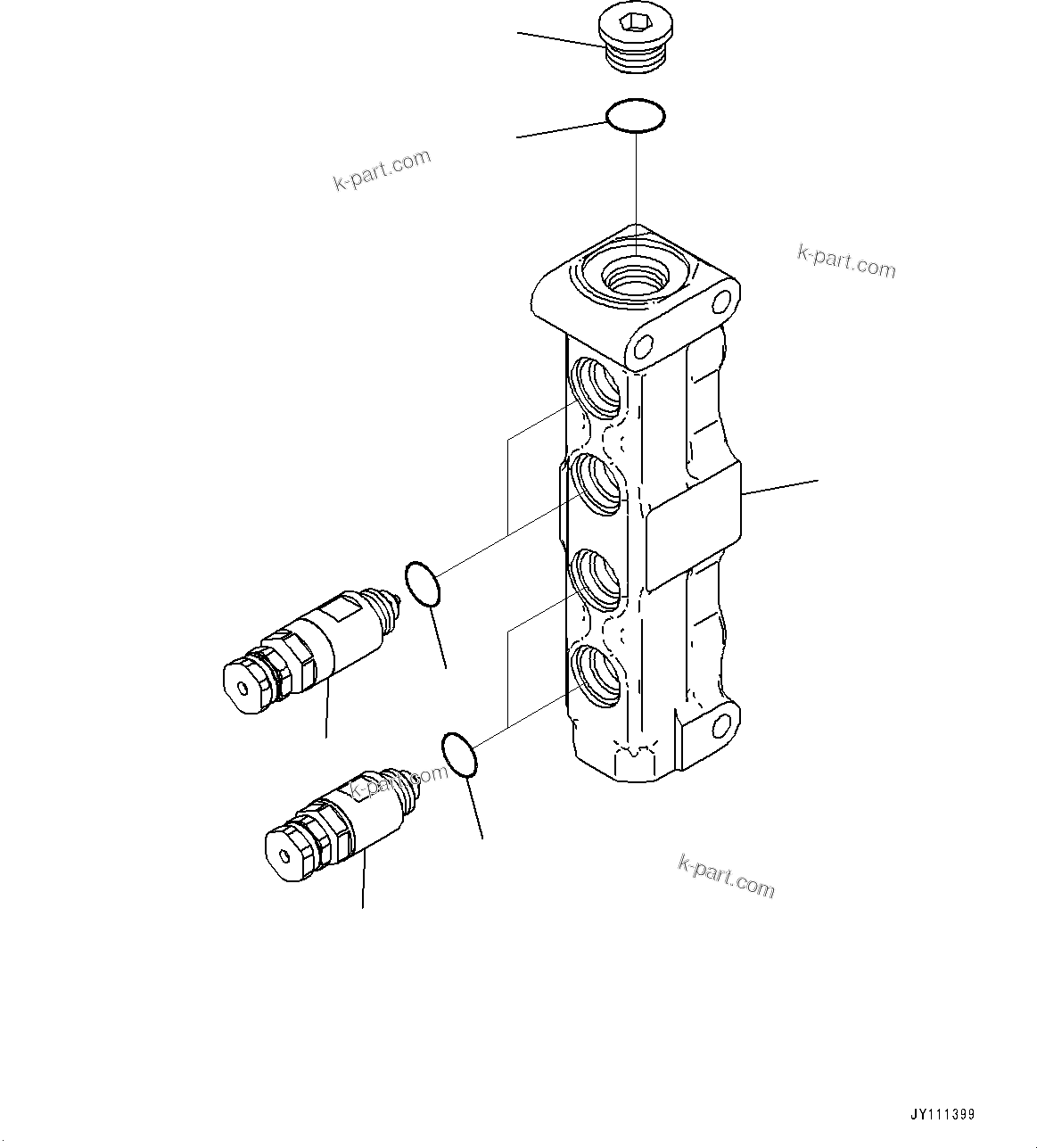Komatsu parts book diagram for GD955-7M0 S/N 31001-UP: CONTROL VALVE, SAFETY VALVE(#30001-)