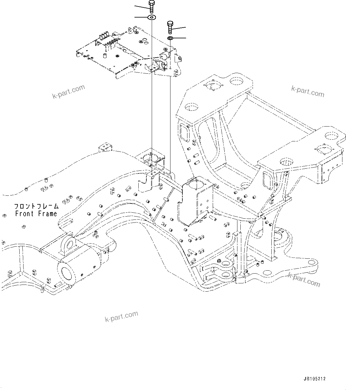 Komatsu parts book diagram for GD955-7M0 S/N 31001-UP: CONTROL VALVE, MOUNTING BOLT(#30001-)