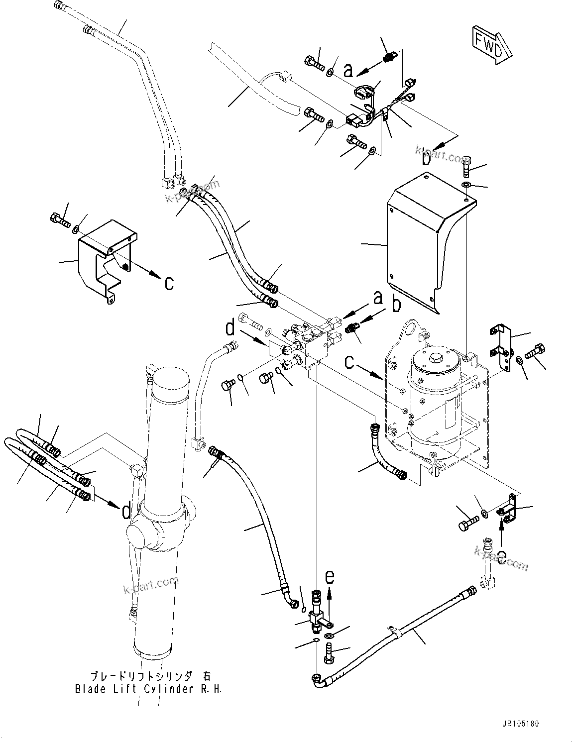 Komatsu parts book diagram for GD955-7M0 S/N 31001-UP: FRONT FRAME VALVE, BLADE FLOAT PIPING (2/2)(#30001-)