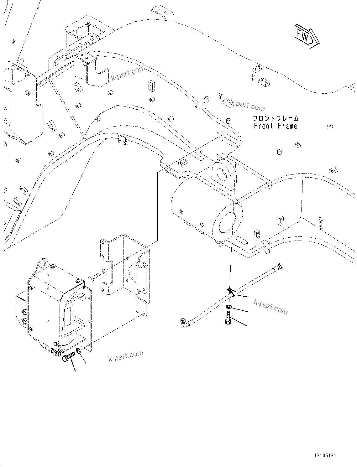 Komatsu parts book diagram for GD955-7M0 S/N 31001-UP: FRONT FRAME VALVE, MOUNTING BOLT(#30001-)