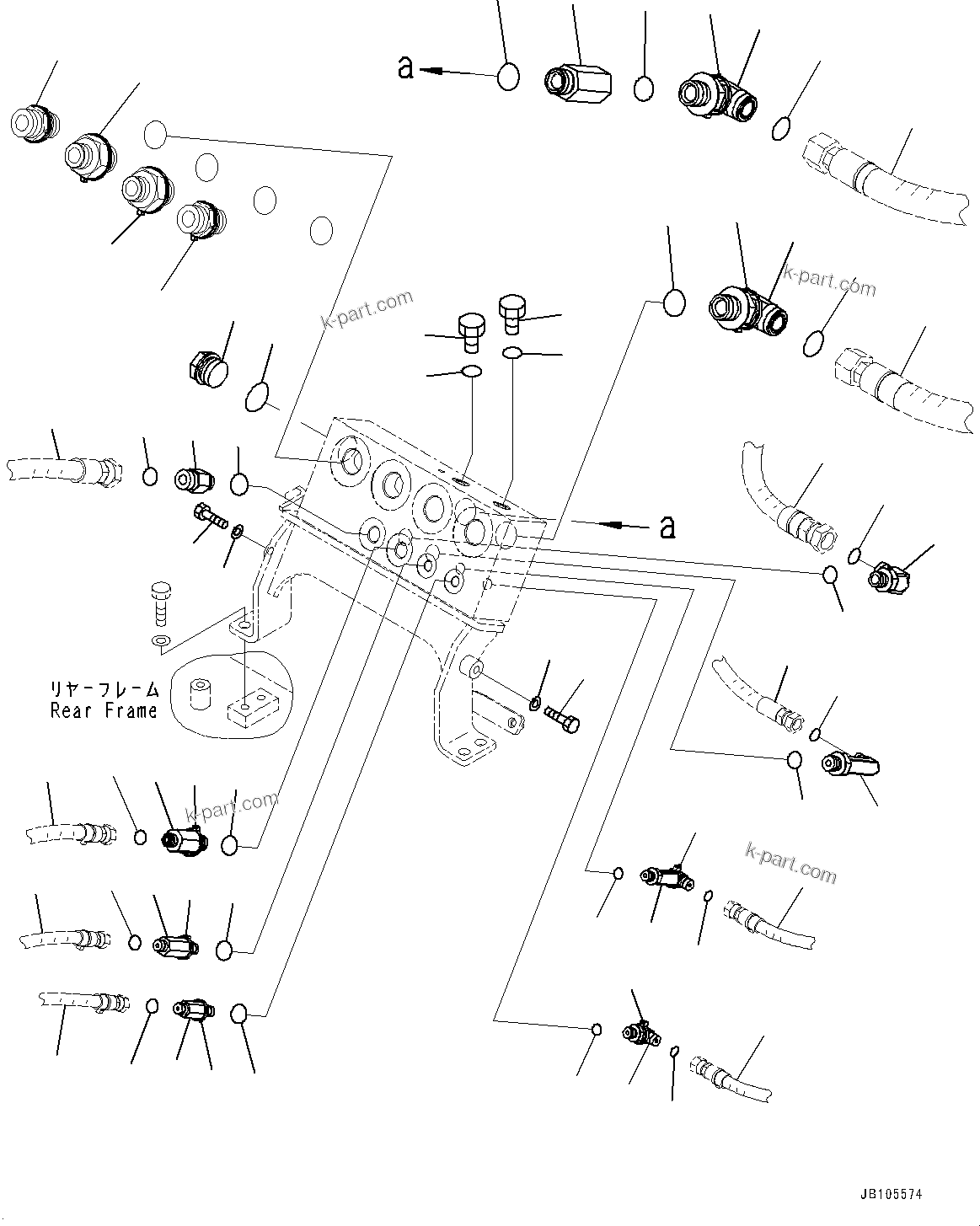 Komatsu parts book diagram for GD955-7M0 S/N 31001-UP: HYDRAULIC PIPING, BLOCK (2/2)(#30001-)