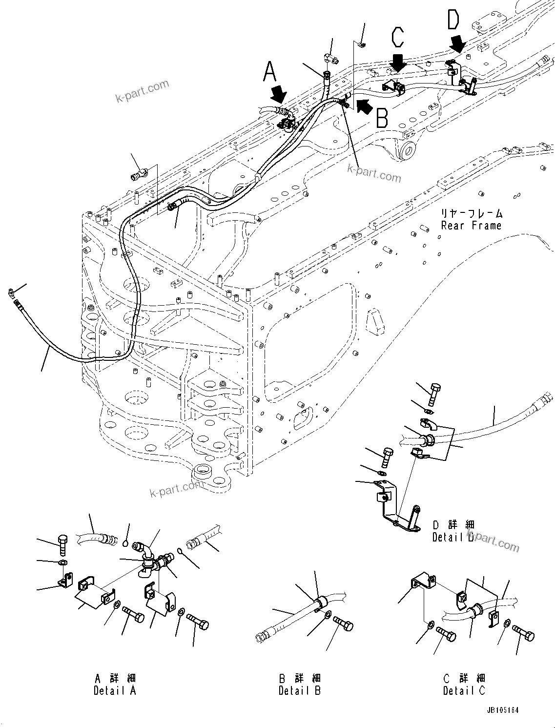 Komatsu parts book diagram for GD955-7M0 S/N 31001-UP: HYDRAULIC PIPING, STEERING VALVE PIPING(#30001-)