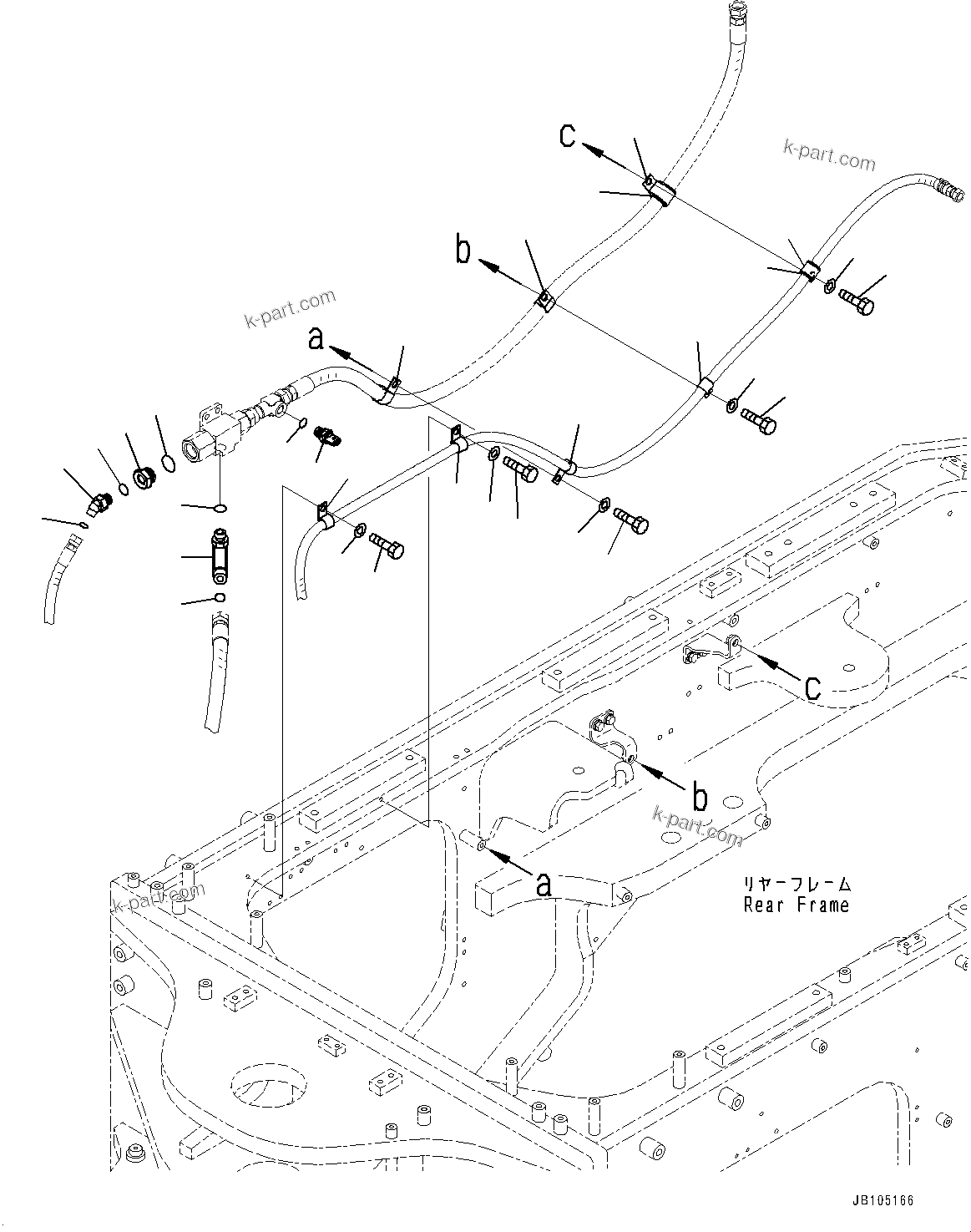 Komatsu parts book diagram for GD955-7M0 S/N 31001-UP: HYDRAULIC PIPING, STEERING VALVE PIPING MOUNTING(#30001-)