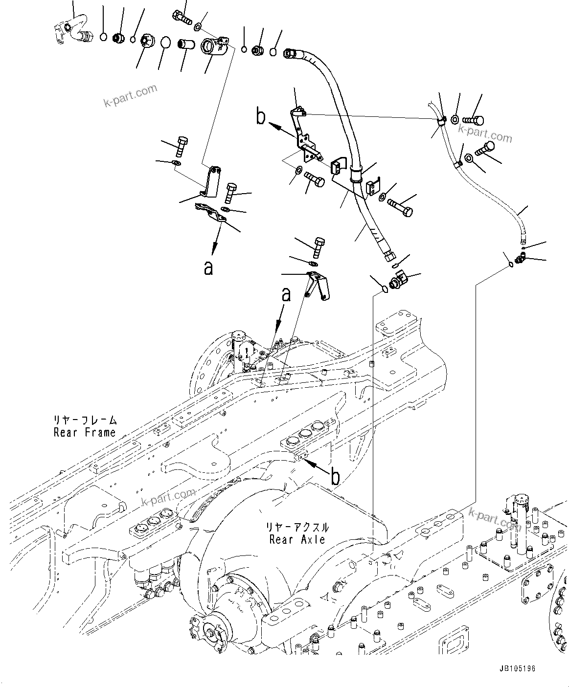 Komatsu parts book diagram for GD955-7M0 S/N 31001-UP: HYDRAULIC PIPING, DIFFERENTIAL LOCK PIPING (2/3)(#30001-)