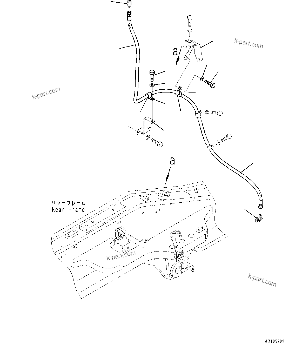Komatsu parts book diagram for GD955-7M0 S/N 31001-UP: HYDRAULIC PIPING, DIFFERENTIAL LOCK PIPING (3/3)(#30001-)