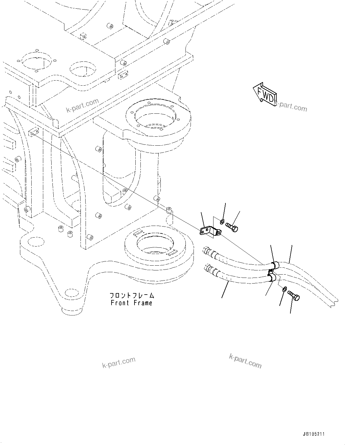 Komatsu parts book diagram for GD955-7M0 S/N 31001-UP: HYDRAULIC PIPING, RIPPER PIPING MOUNTING (3/3)(#30001-)