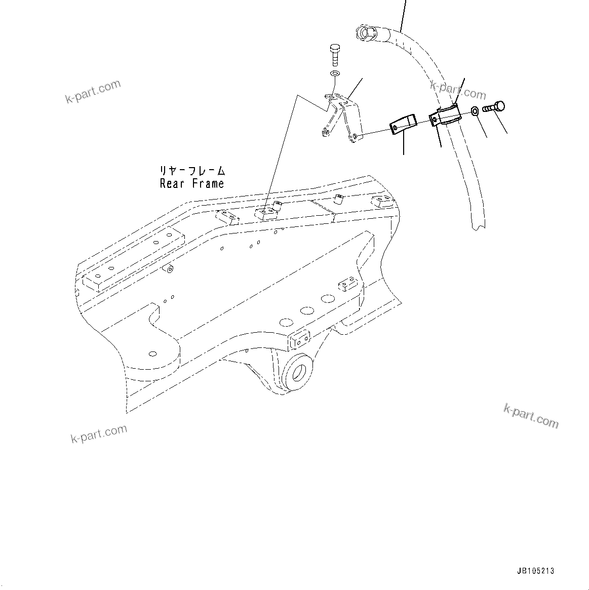 Komatsu parts book diagram for GD955-7M0 S/N 31001-UP: HYDRAULIC PIPING, DIFFERENTIAL LOCK PIPING MOUNTING(#30001-)