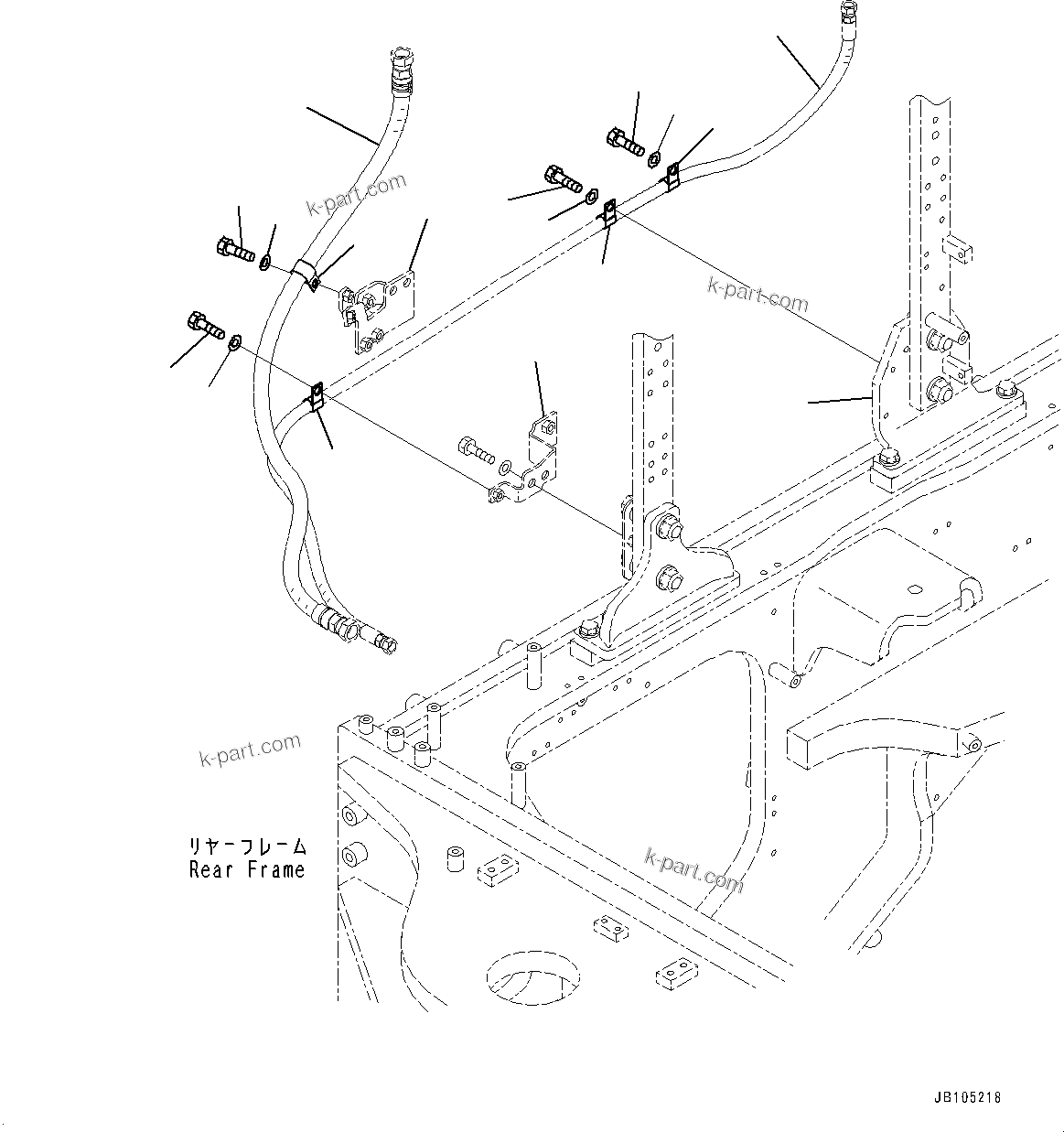 Komatsu parts book diagram for GD955-7M0 S/N 31001-UP: HYDRAULIC PIPING, CONTROL VALVE PIPING MOUNTING(#30001-)