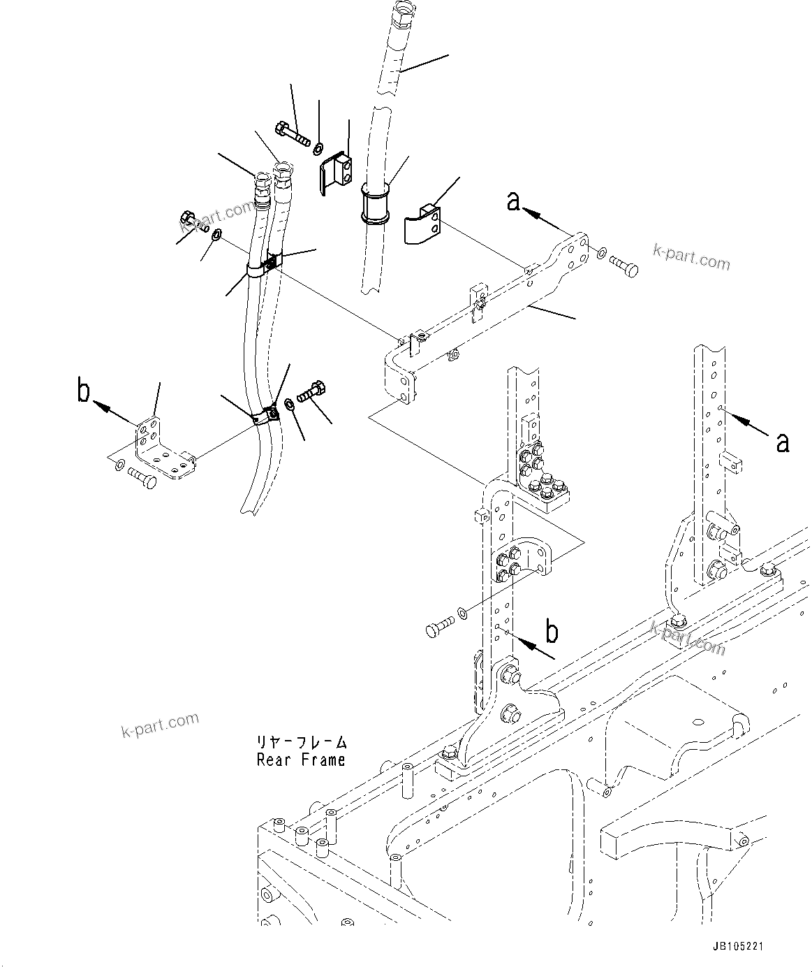 Komatsu parts book diagram for GD955-7M0 S/N 31001-UP: HYDRAULIC PIPING, PIPING MOUNTING (1/3)(#30001-)