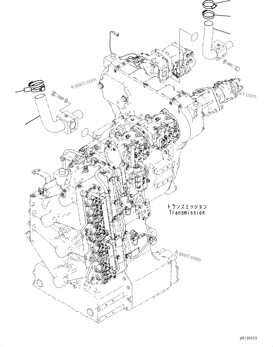 Komatsu parts book diagram for GD955-7M0 S/N 31001-UP: HYDRAULIC PIPING, CLAMP(#30001-)