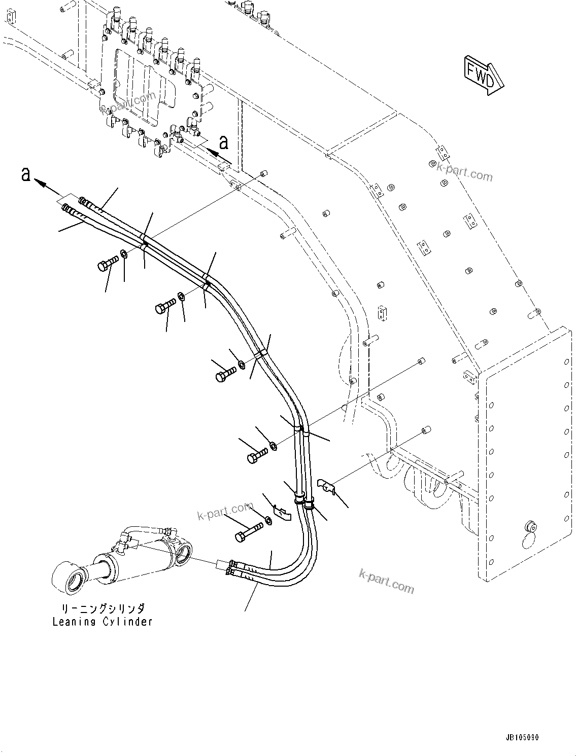 Komatsu parts book diagram for GD955-7M0 S/N 31001-UP: FRONT HYDRAULIC PIPING, LEANING CYLINDER PIPING(#30001-)
