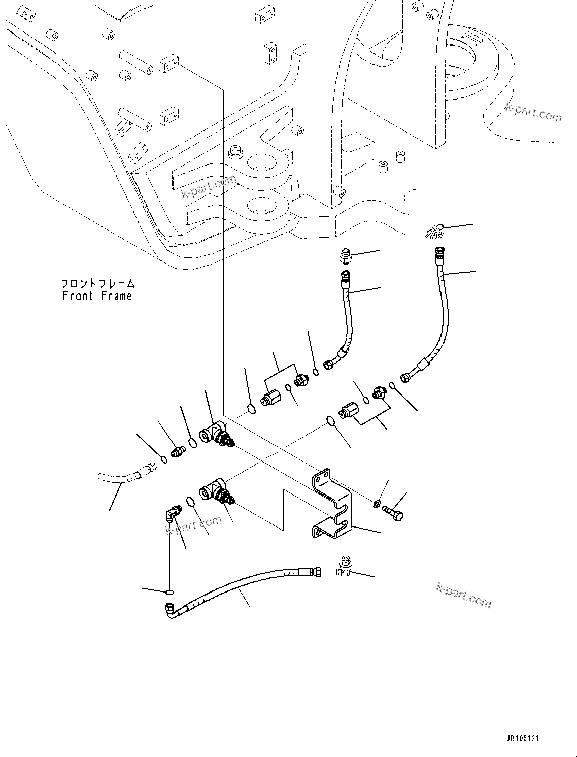Komatsu parts book diagram for GD955-7M0 S/N 31001-UP: FRONT HYDRAULIC PIPING, SAFETY VALVE PIPING (2/3)(#30001-)