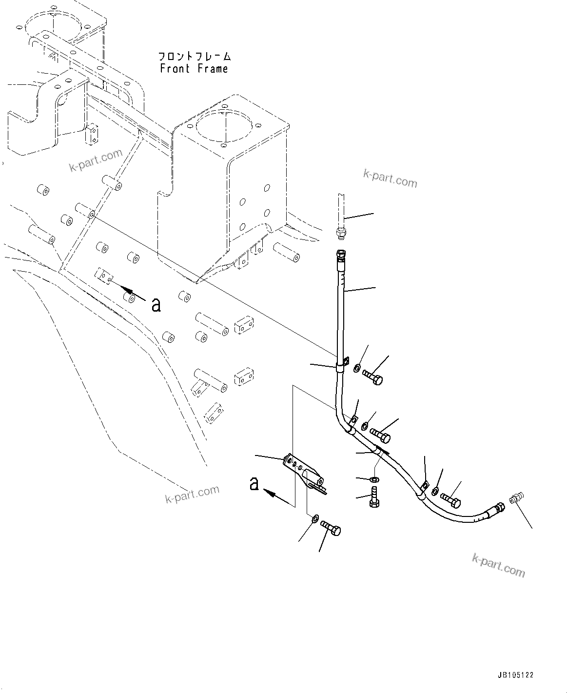 Komatsu parts book diagram for GD955-7M0 S/N 31001-UP: FRONT HYDRAULIC PIPING, CONTROL VALVE PIPING, L.H. (1/2)(#30001-)