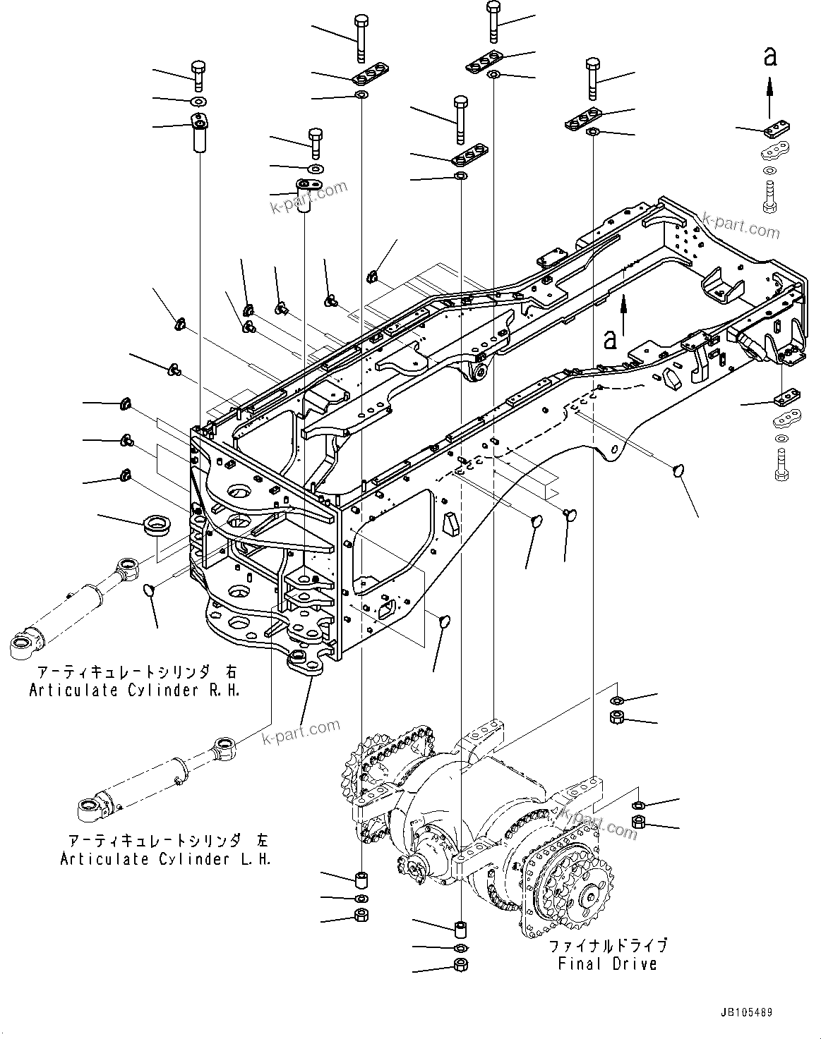 Komatsu parts book diagram for GD955-7M0 S/N 31001-UP: REAR FRAME, (#30001-)