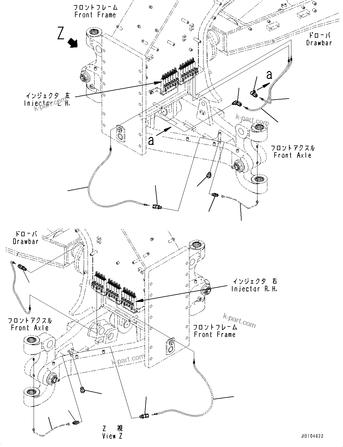 Komatsu parts book diagram for GD955-7M0 S/N 31001-UP: AUTO-GREASING SYSTEM, PIPING MOUNTING (1/3)(#30001-)