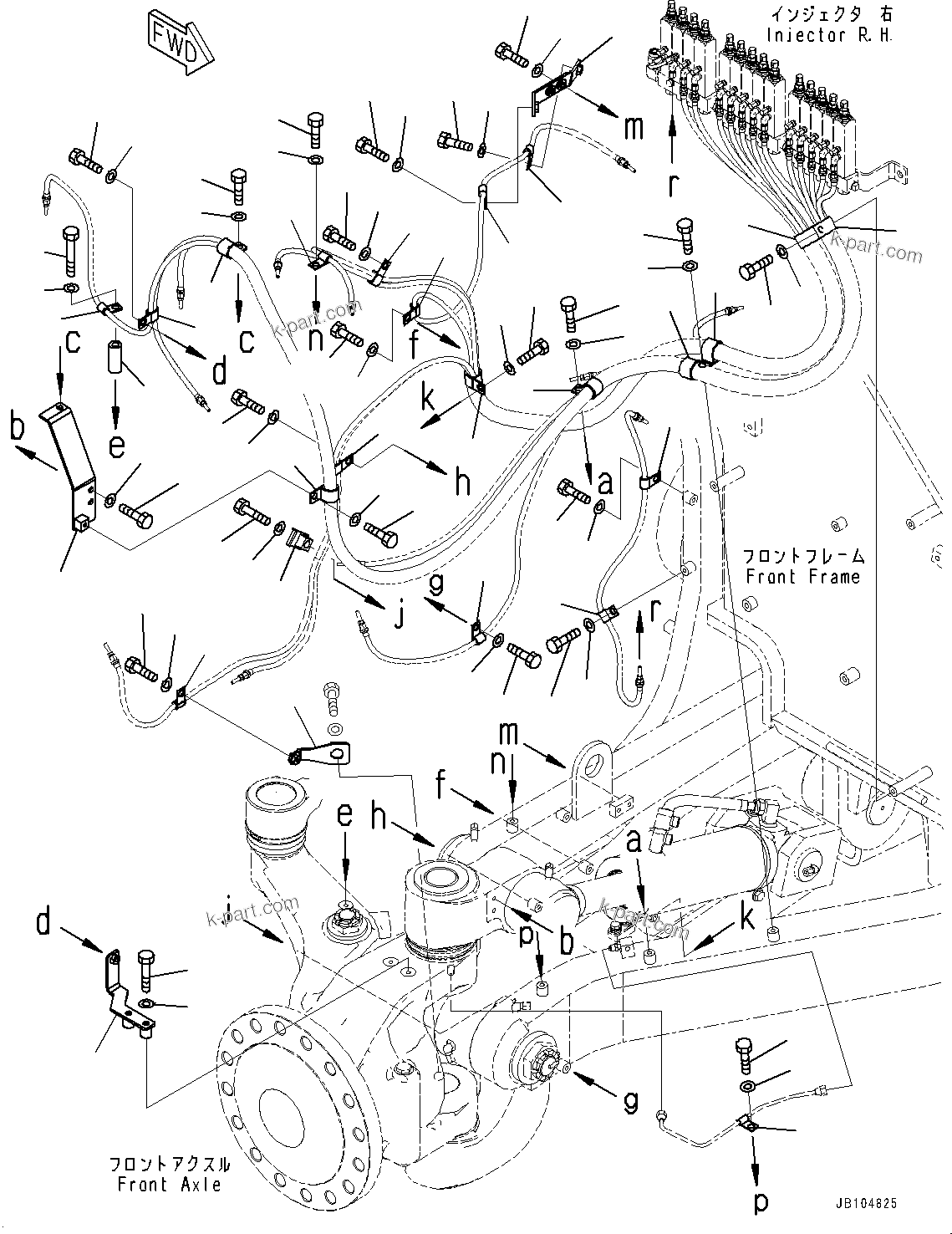 Komatsu parts book diagram for GD955-7M0 S/N 31001-UP: AUTO-GREASING SYSTEM, PIPING MOUNTING (3/3)(#30001-)
