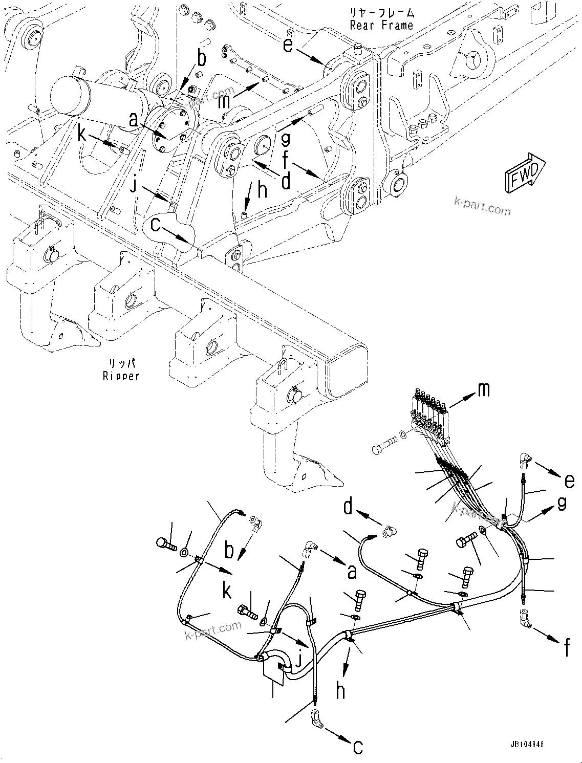 Komatsu parts book diagram for GD955-7M0 S/N 31001-UP: AUTO-GREASING SYSTEM, GREASE PIPING (5/5)(#30001-)