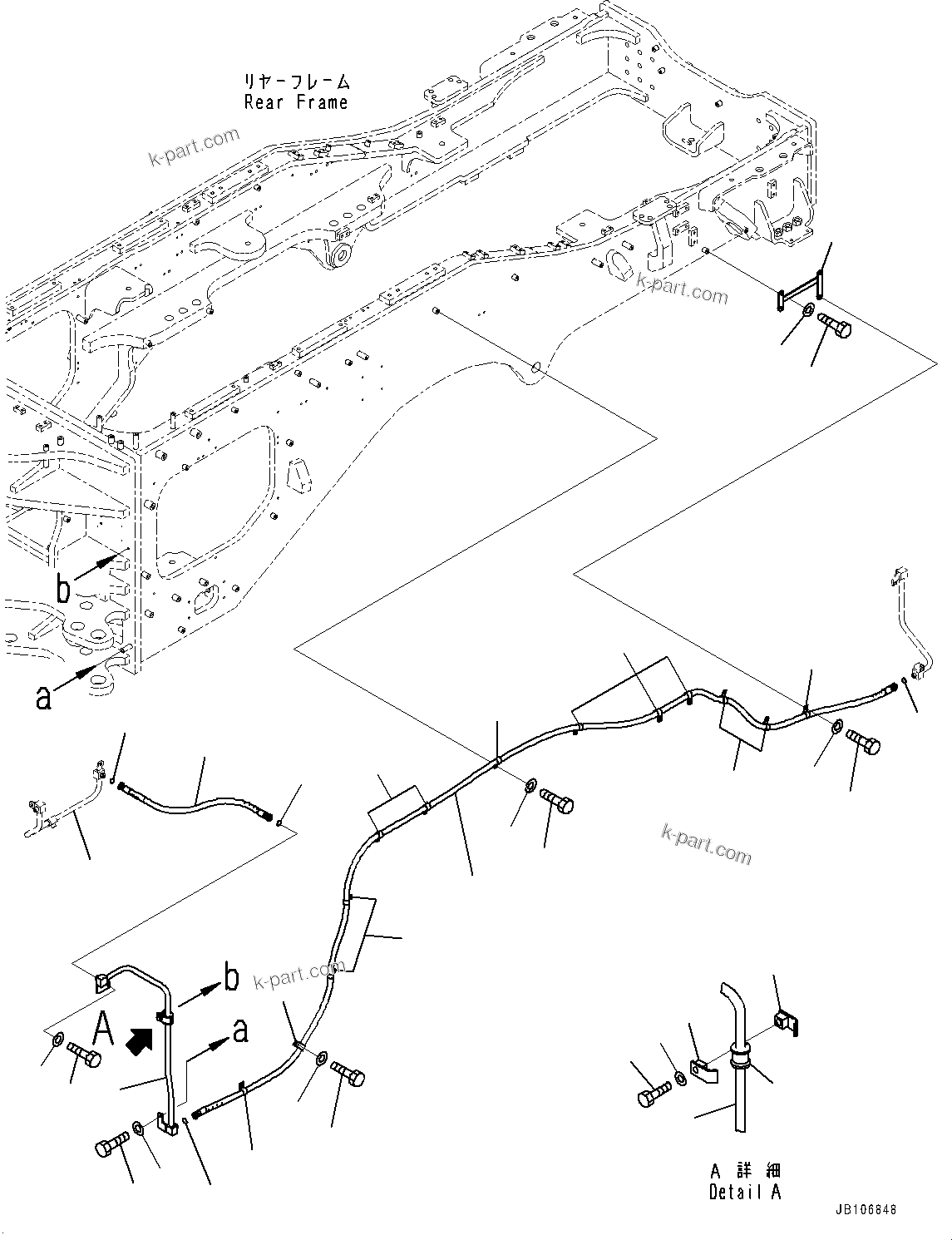 Komatsu parts book diagram for GD955-7M0 S/N 31001-UP: AUTO-GREASING SYSTEM, GREASE PIPING (3/5) (PROVISION FOR AUTOMATIC FIRE EXTINGUISHER)(#30001-)