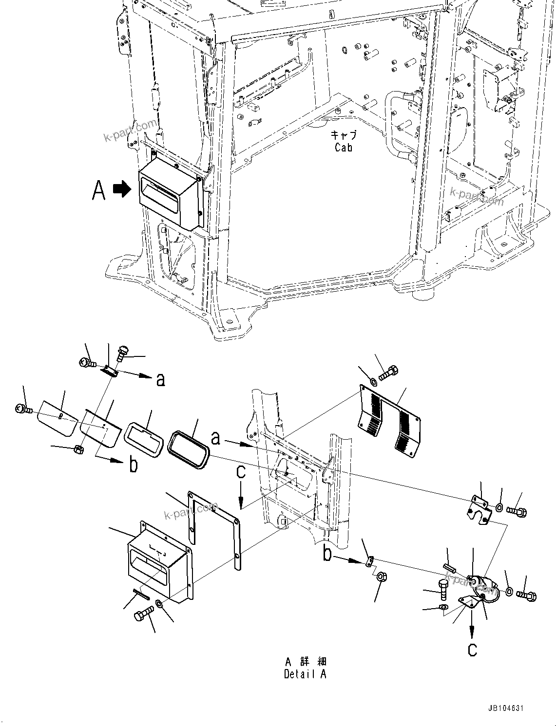 Komatsu parts book diagram for GD955-7M0 S/N 31001-UP: ROPS CAB, AIR PULLING OUT DEVICE(#30001-)