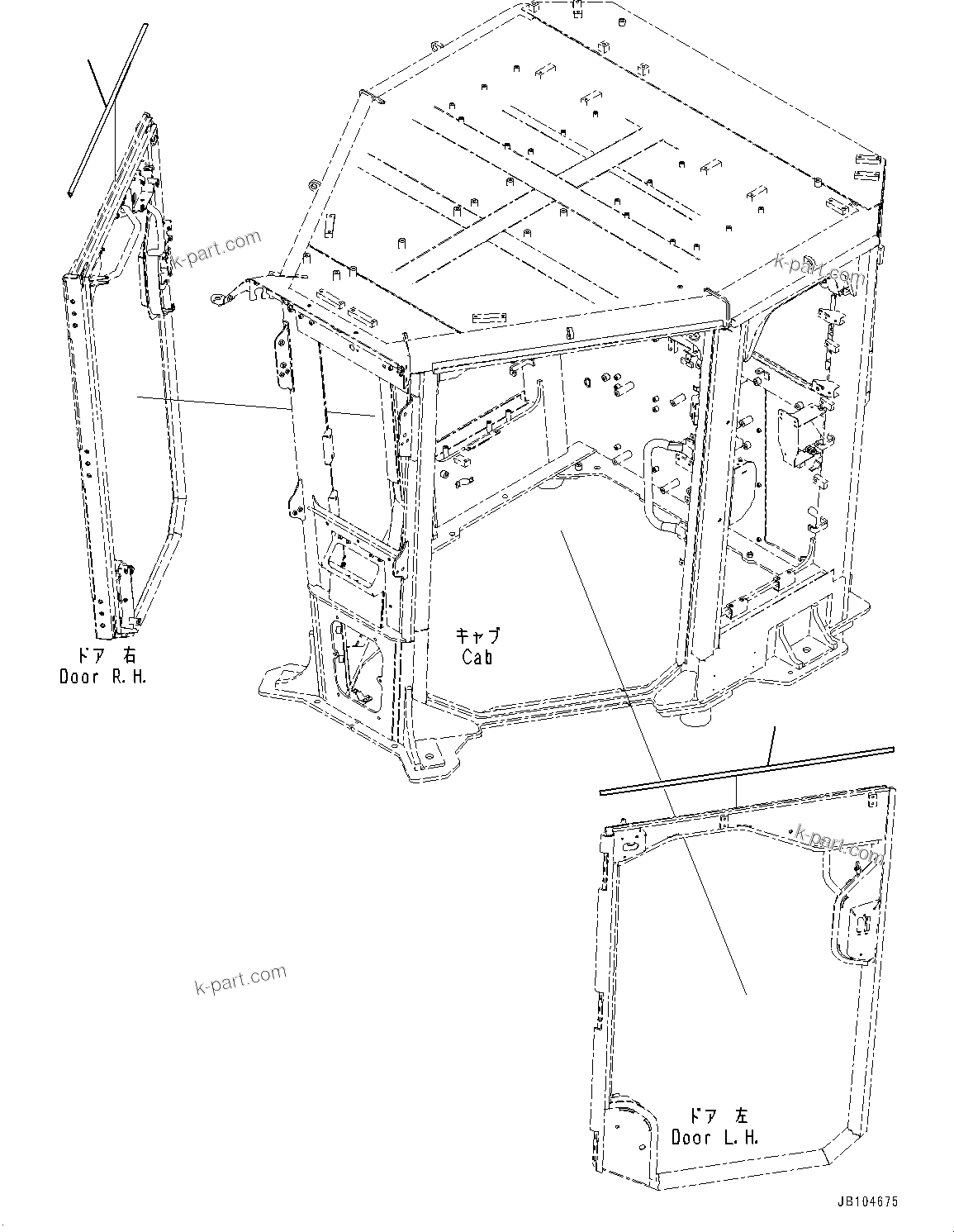 Komatsu parts book diagram for GD955-7M0 S/N 31001-UP: ROPS CAB, SEAL(#30001-)