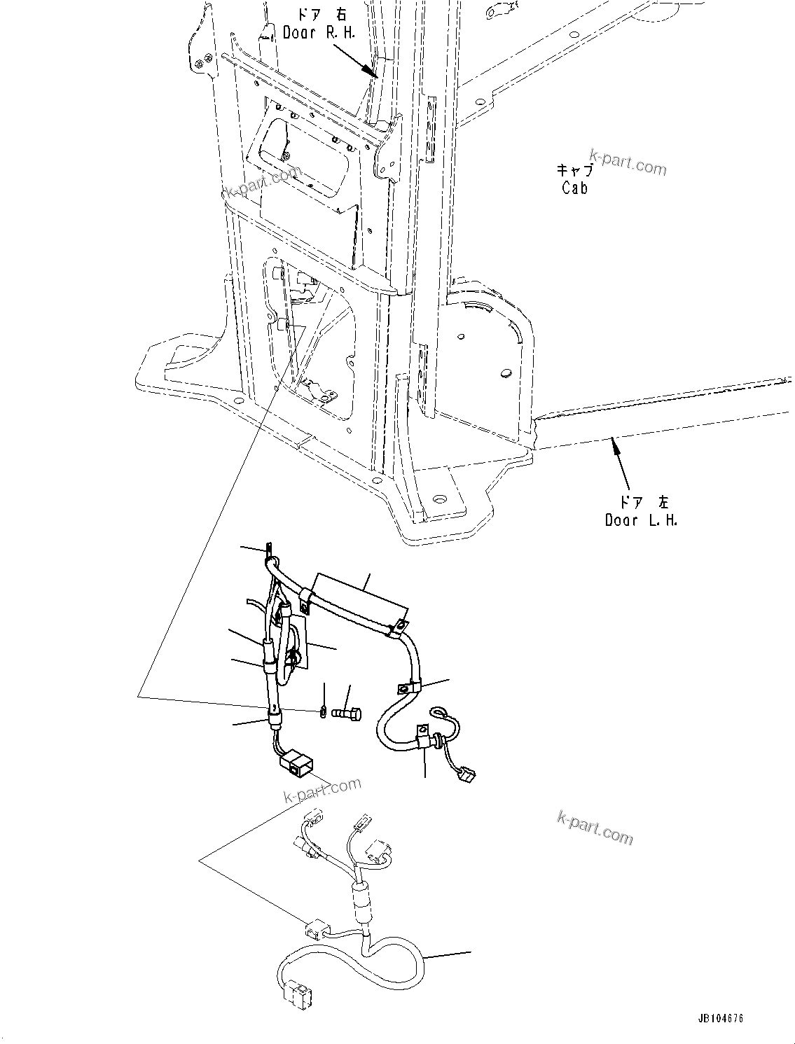 Komatsu parts book diagram for GD955-7M0 S/N 31001-UP: ROPS CAB, CAB WIRING HARNESS (2/2)(#30001-)