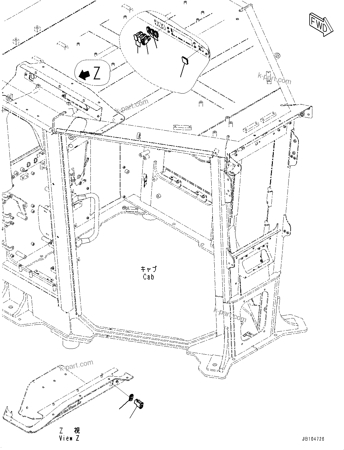 Komatsu parts book diagram for GD955-7M0 S/N 31001-UP: ROPS CAB, SWITCH (4/4)(#30001-)