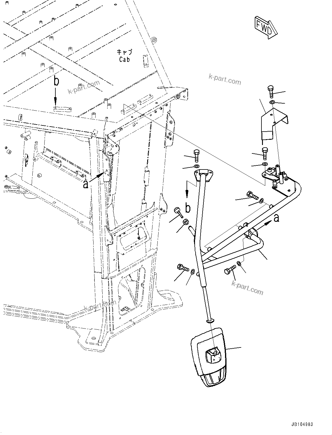 Komatsu parts book diagram for GD955-7M0 S/N 31001-UP: REARVIEW MIRROR, R.H.(#30001-)