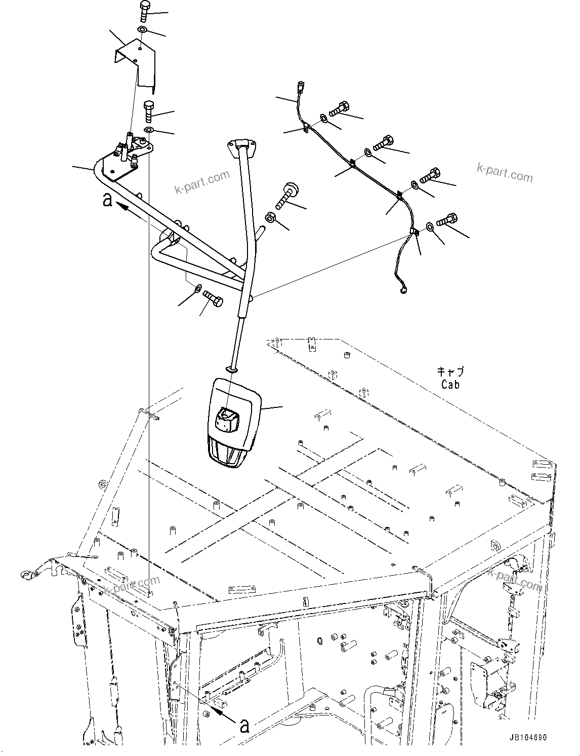 Komatsu parts book diagram for GD955-7M0 S/N 31001-UP: REARVIEW MIRROR, L.H. (WITH HEATER AND REMOTE CONTROL)(#30001-)