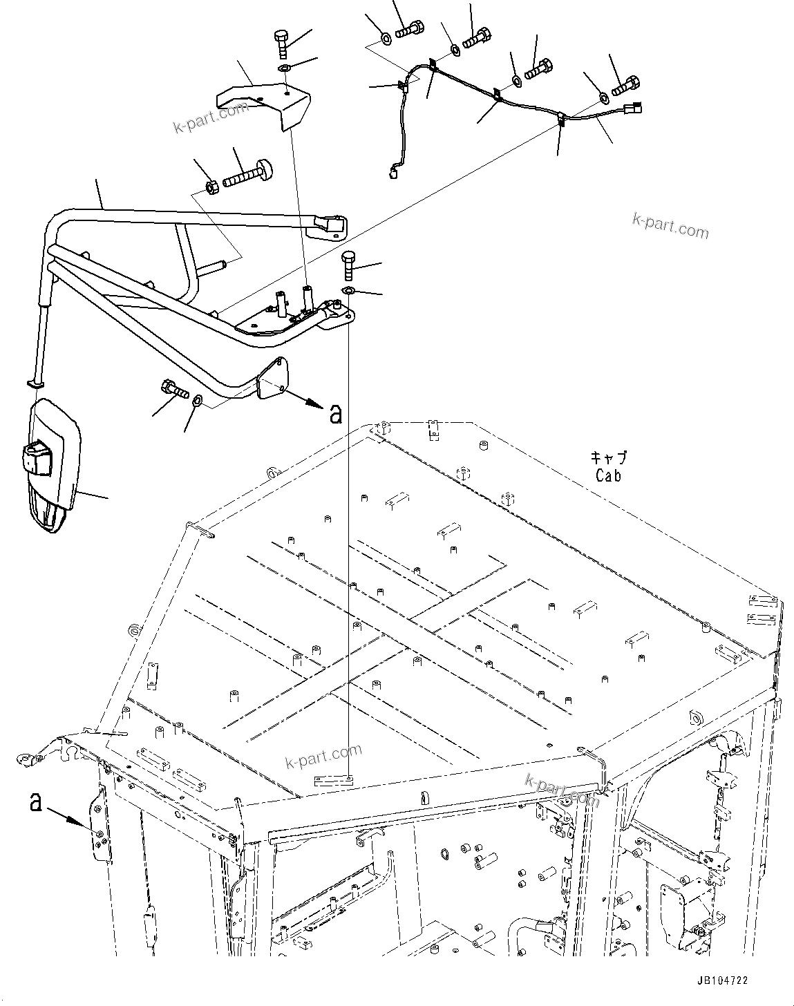 Komatsu parts book diagram for GD955-7M0 S/N 31001-UP: REARVIEW MIRROR, R.H. (WITH HEATER AND REMOTE CONTROL)(#30001-)