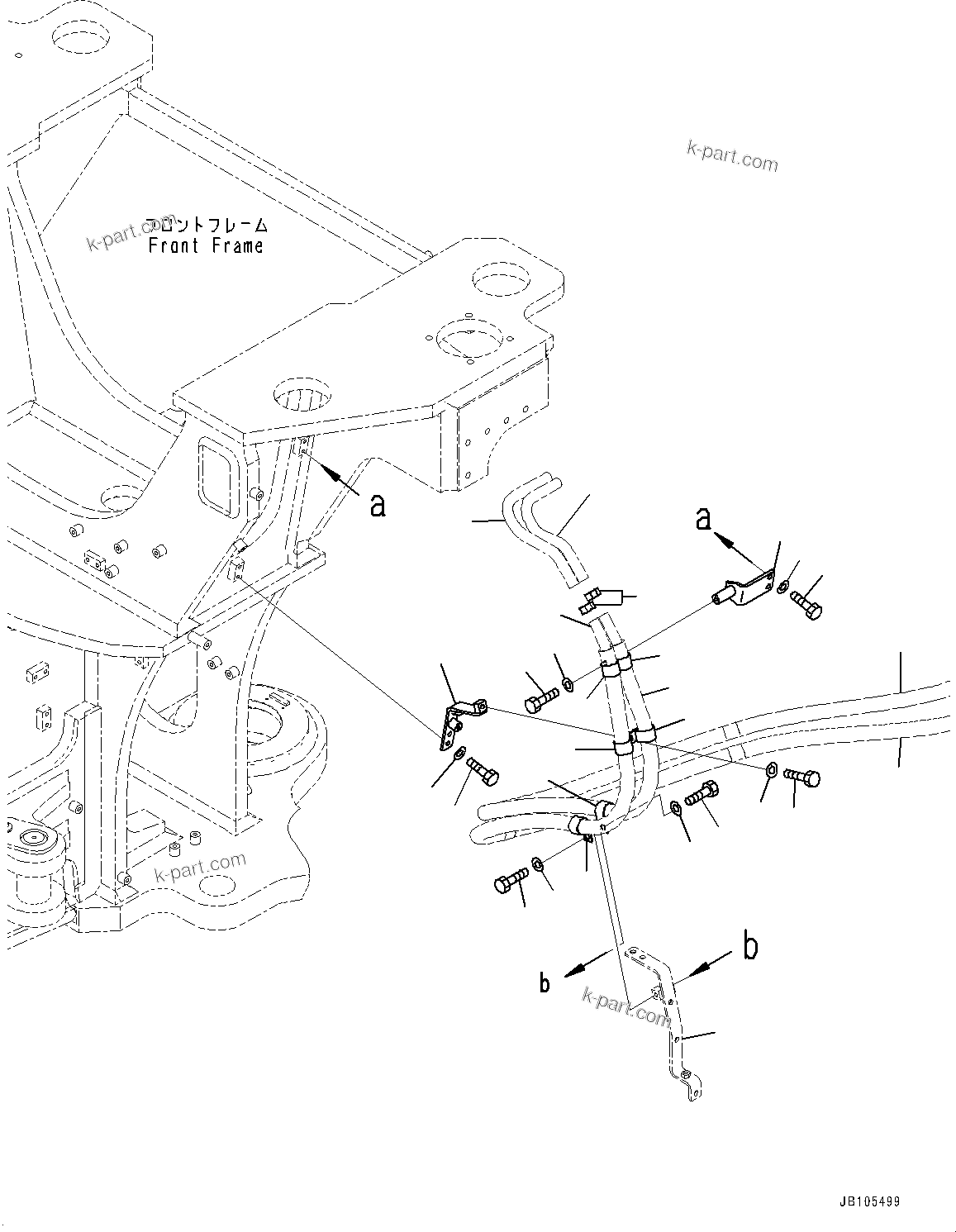 Komatsu parts book diagram for GD955-7M0 S/N 31001-UP: HEATER PIPING, MOUNTING (1/2)(#30001-)