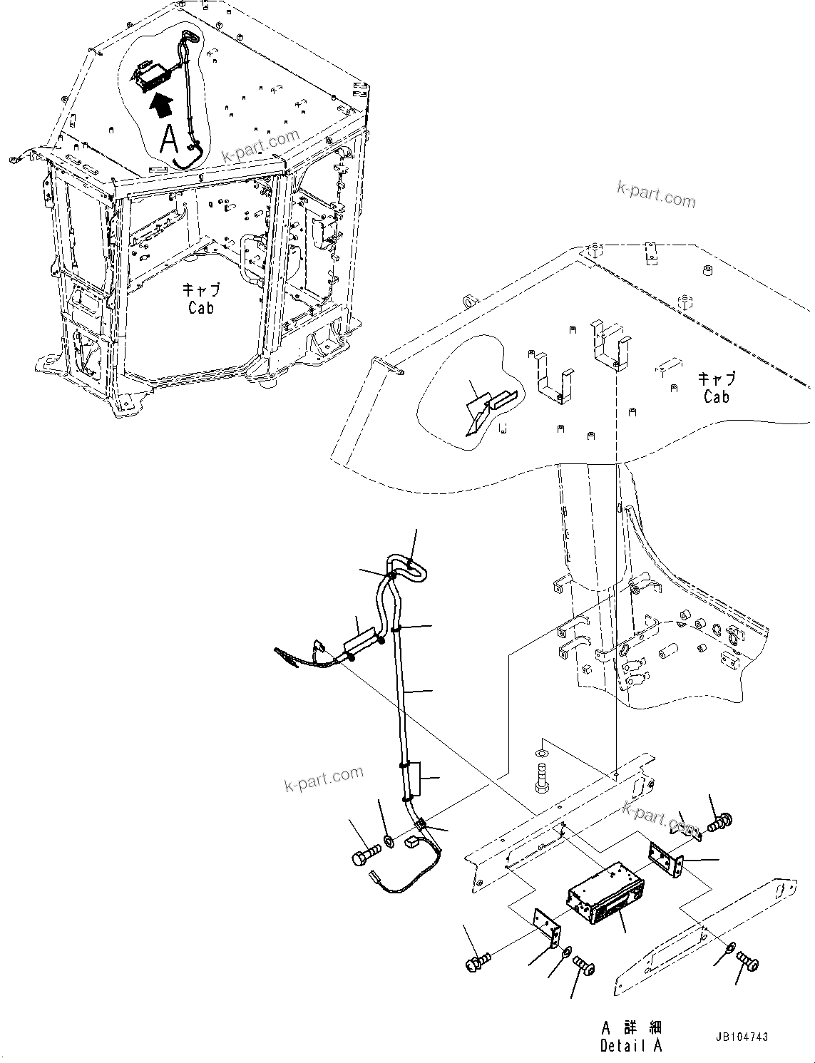 Komatsu parts book diagram for GD955-7M0 S/N 31001-UP: RADIO, (#30001-)
