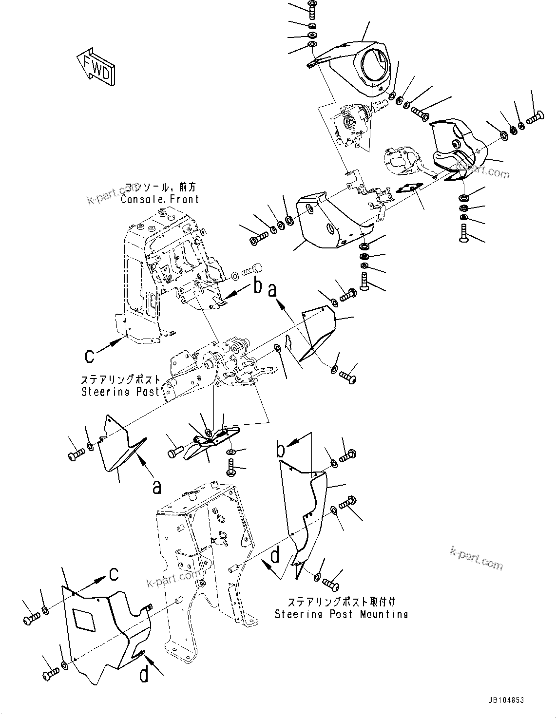 Komatsu parts book diagram for GD955-7M0 S/N 31001-UP: FLOOR, STEERING COVER(#30001-)