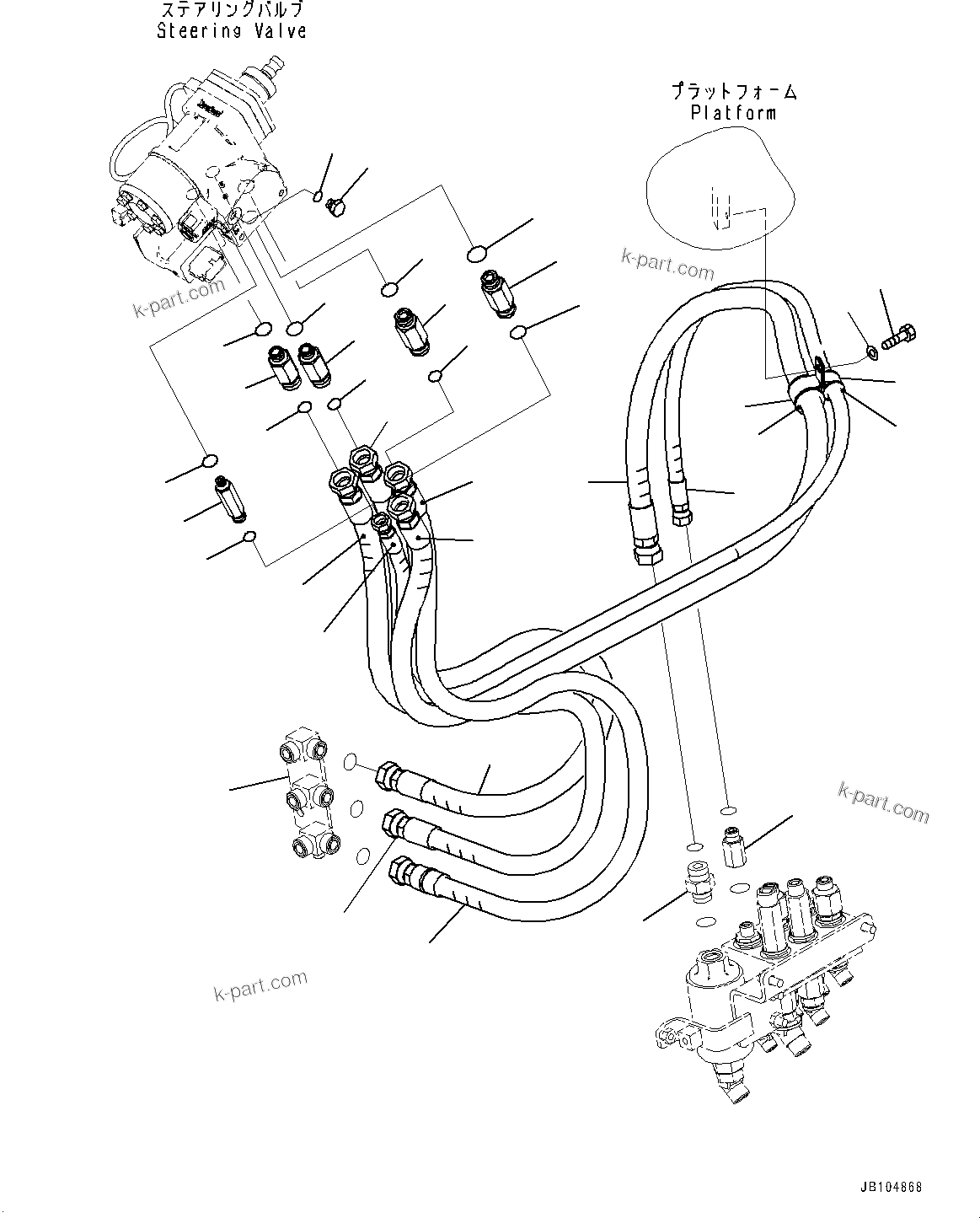 Komatsu parts book diagram for GD955-7M0 S/N 31001-UP: FLOOR, STEERING VALVE (2/2)(#30001-)