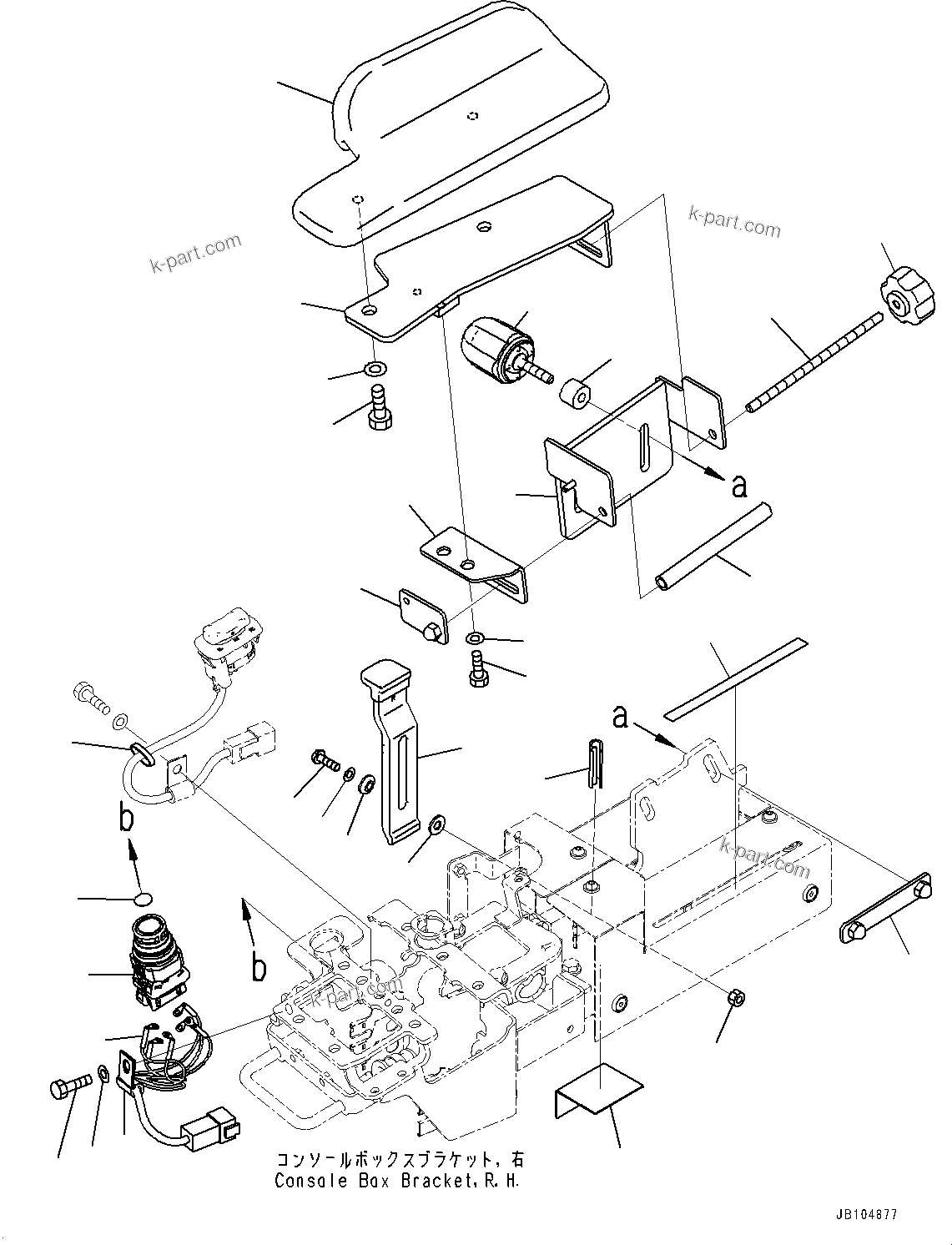 Komatsu parts book diagram for GD955-7M0 S/N 31001-UP: FLOOR, CONSOLE BOX, R.H. (2/2)(#30001-)