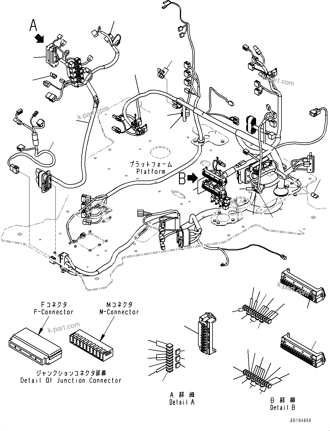 Komatsu parts book diagram for GD955-7M0 S/N 31001-UP: FLOOR, FLOOR, WIRING HARNESS(#30001-)