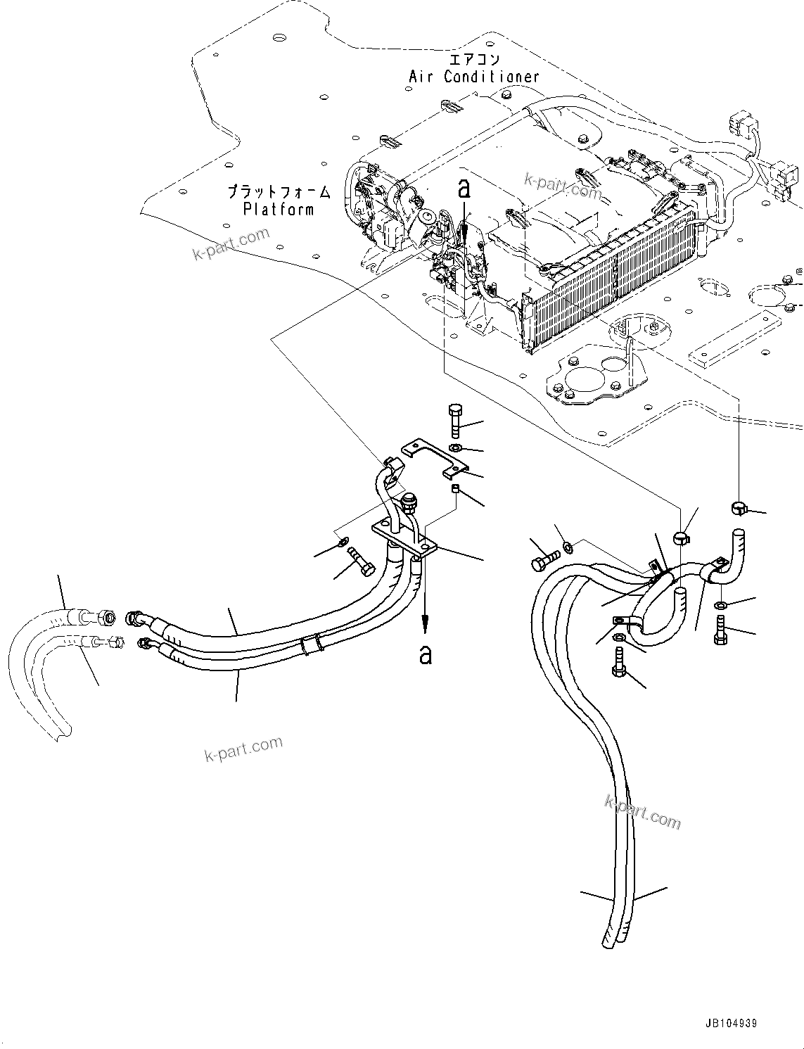 Komatsu parts book diagram for GD955-7M0 S/N 31001-UP: FLOOR, AIR CONDITIONER PIPING (1/2)(#30001-)