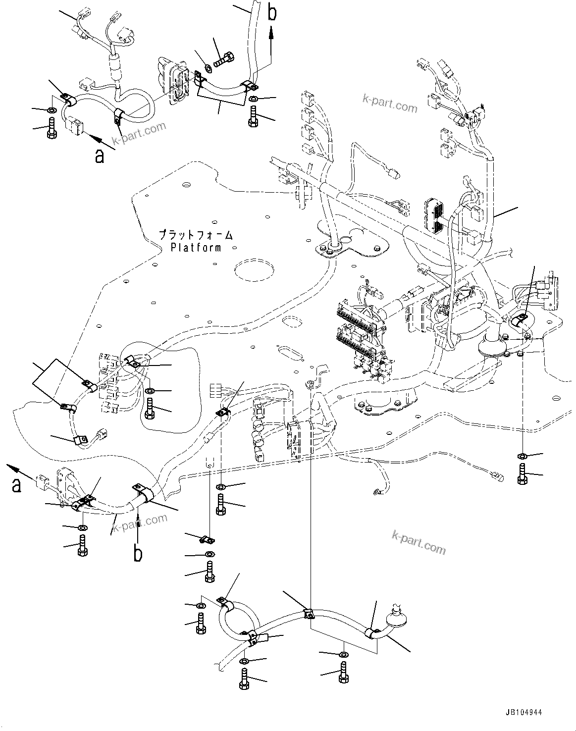 Komatsu parts book diagram for GD955-7M0 S/N 31001-UP: FLOOR, WIRING HARNESS MOUNTING (3/7)(#30001-)