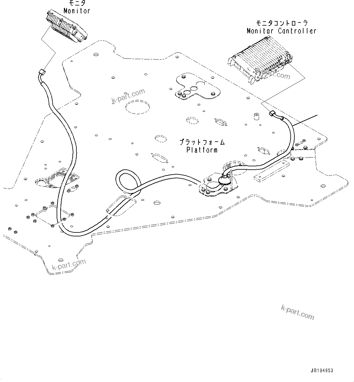 Komatsu parts book diagram for GD955-7M0 S/N 31001-UP: FLOOR, MONITOR PANEL WIRING HARNESS(#30001-)